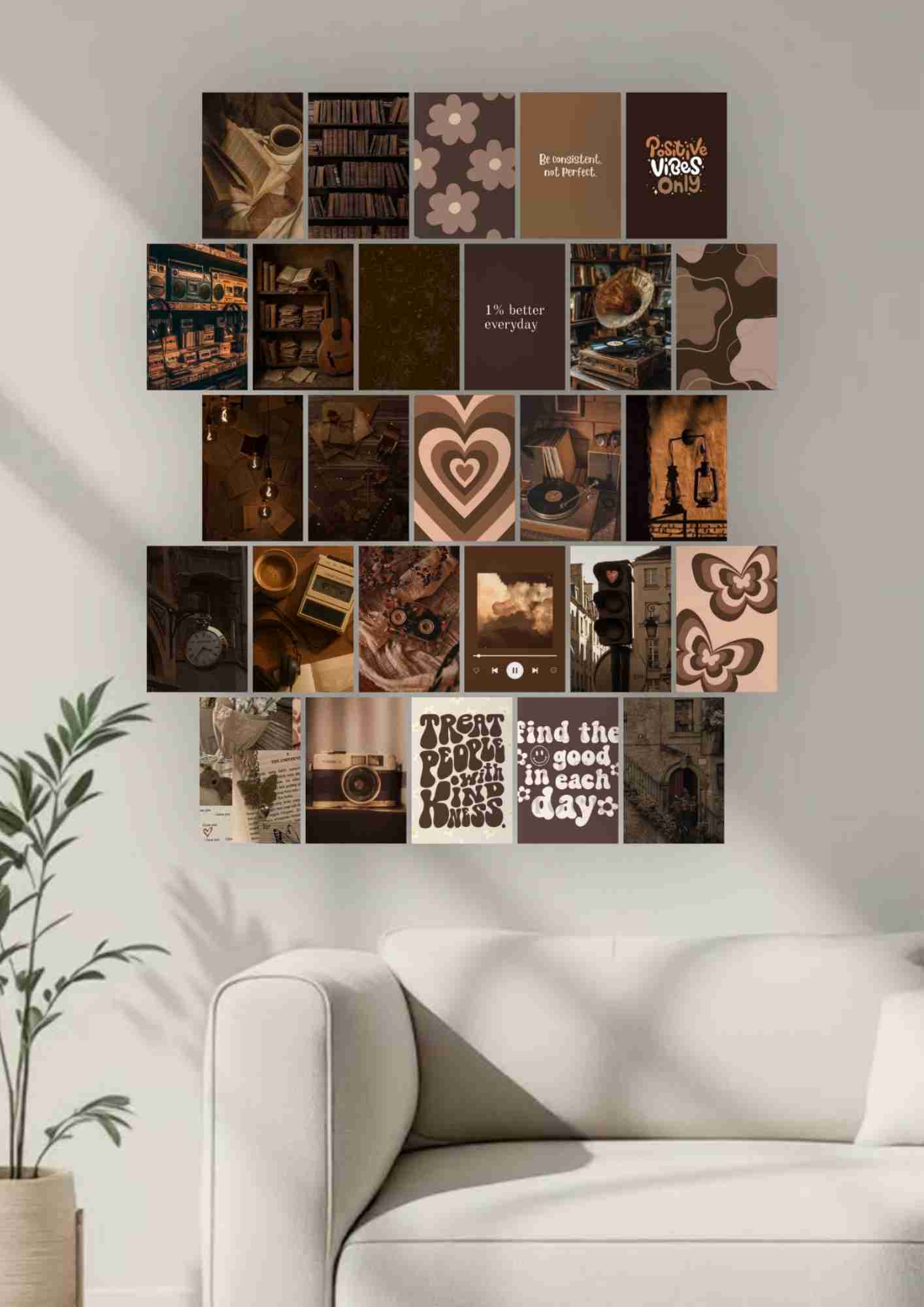 Brown Vintage Aesthetic Collage Wall Art – Cozy & Timeless