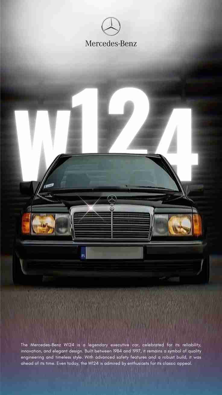 Mercedes-Benz W124 Poster – Timeless Luxury Classic Wall Art