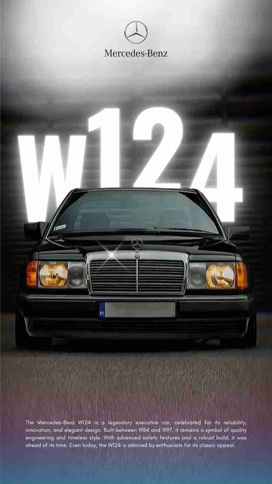 Mercedes-Benz W124 Poster – Timeless Luxury Classic Wall Art(FRAMES)