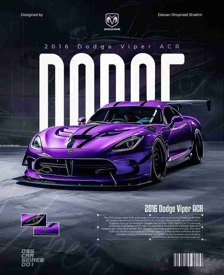2016 Dodge Viper ACR Poster – American Supercar Wall Art
