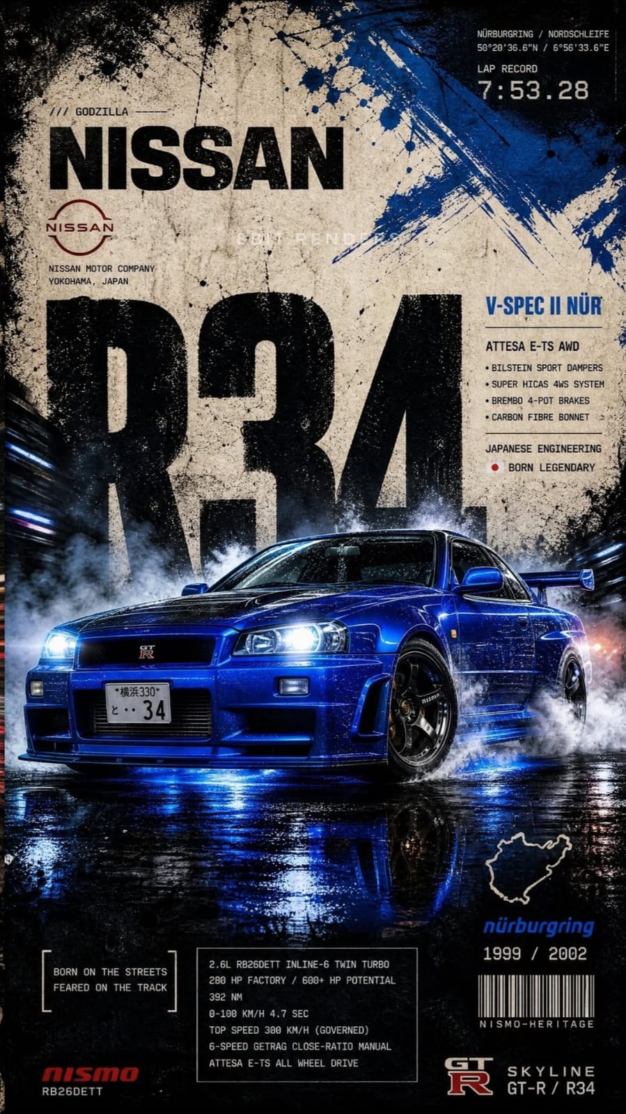 Nissan Skyline GT-R R34 — Godzilla Legend