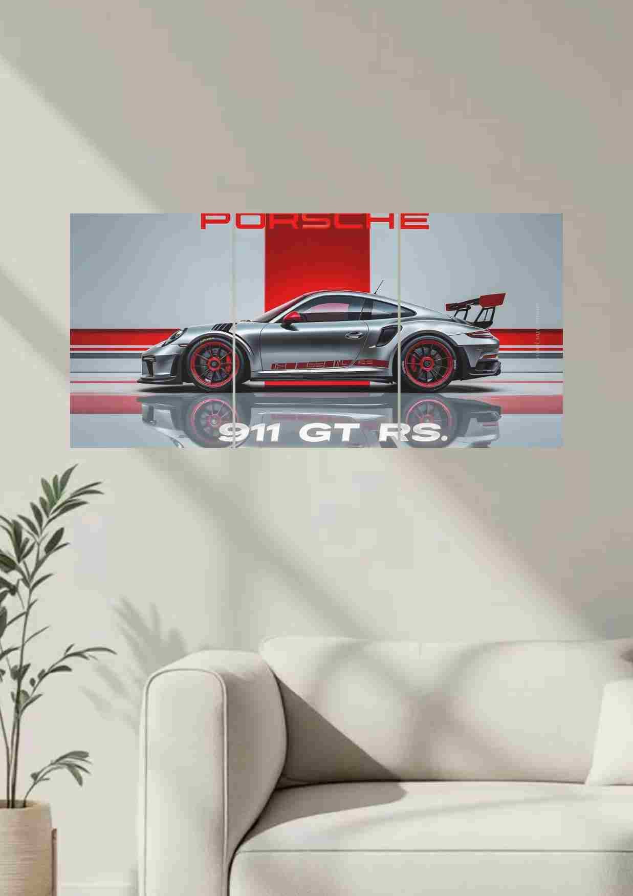 Porsche 911 GT RS 3-Panel Canvas Wall Art