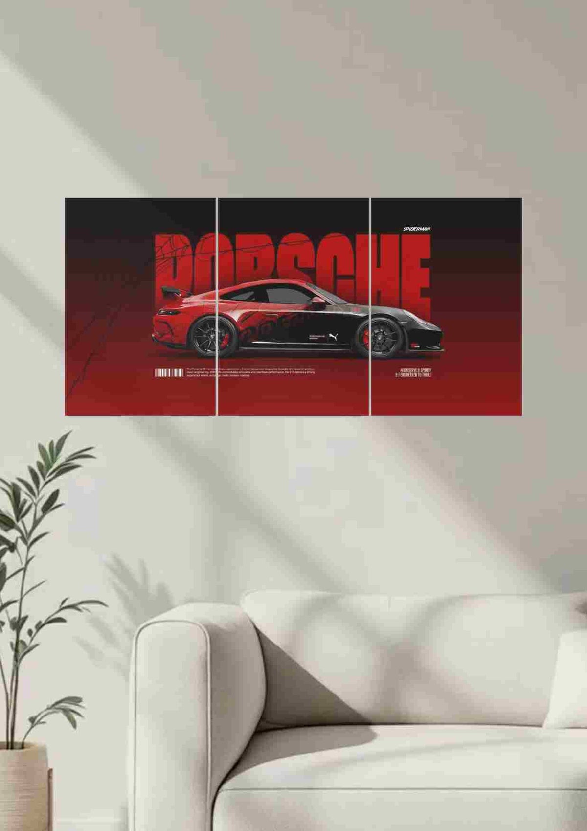 Porsche Split Wall Poster – Performance in Three Panels