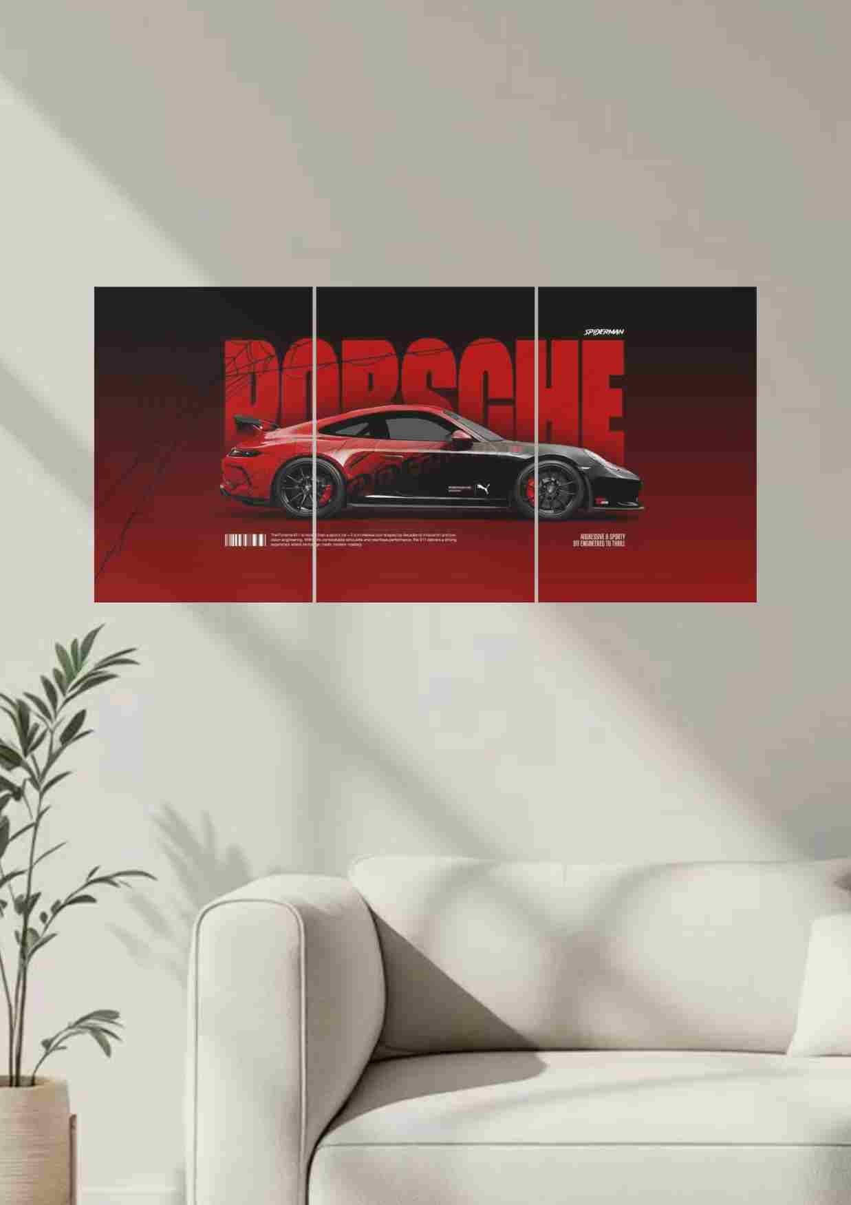 Porsche Split Wall Poster – Performance in Three Panels