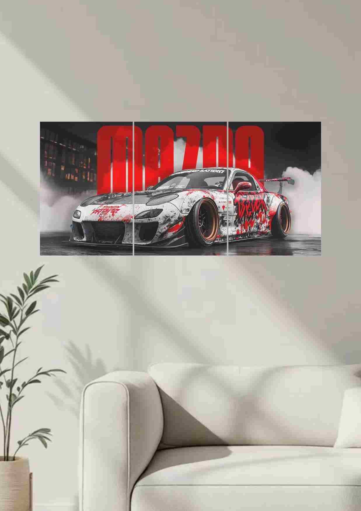 Mazda RX-7 JDM Drift 3-Panel Canvas Wall Art
