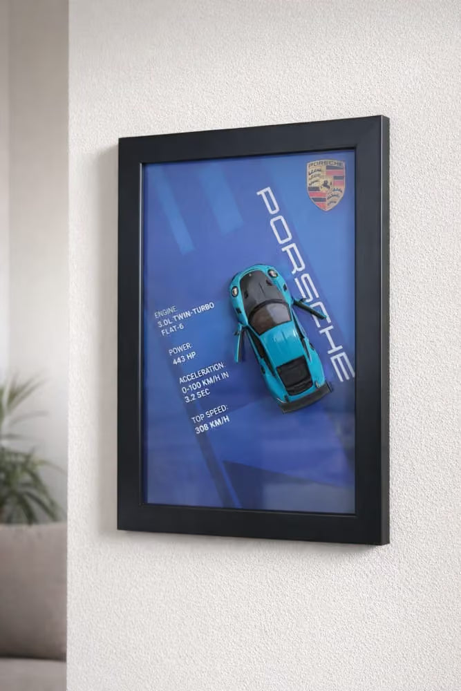 Porsche 911 GTR 3D Die-caste Frame for Home decor