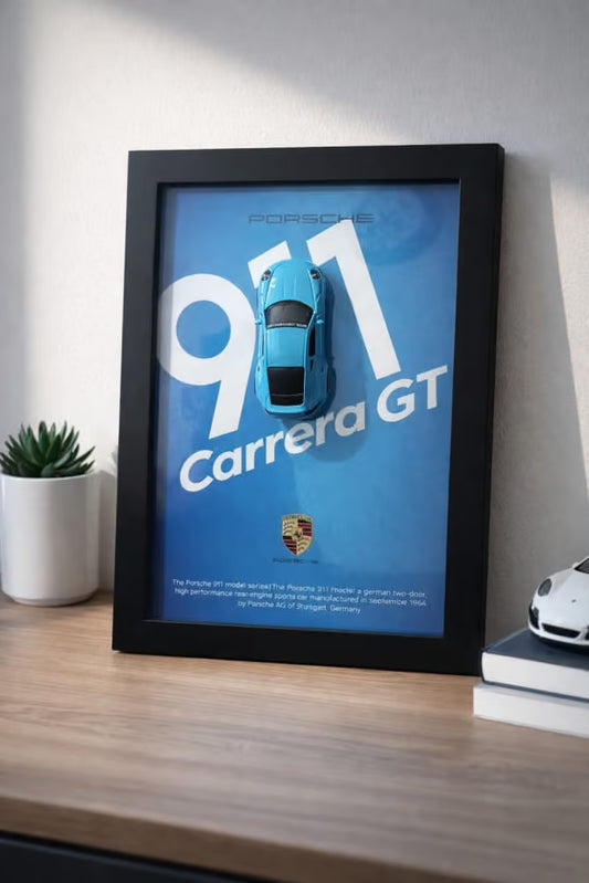 Porsche 911 Carrera 3D Die-caste Frame for Home decor